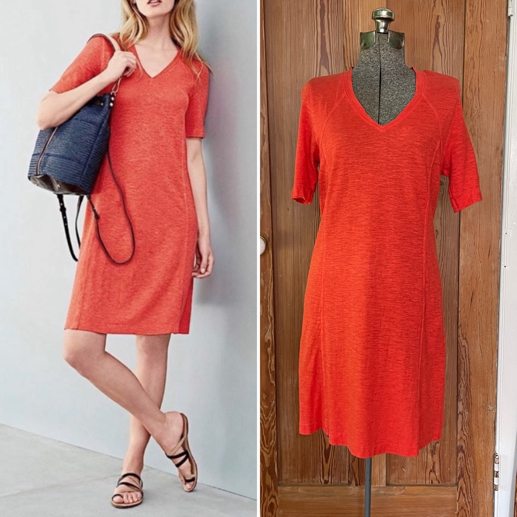 Eileen Fisher Organic Cotton Hemp Twist Tee Shirt Dress ~Geranium Sz Xs